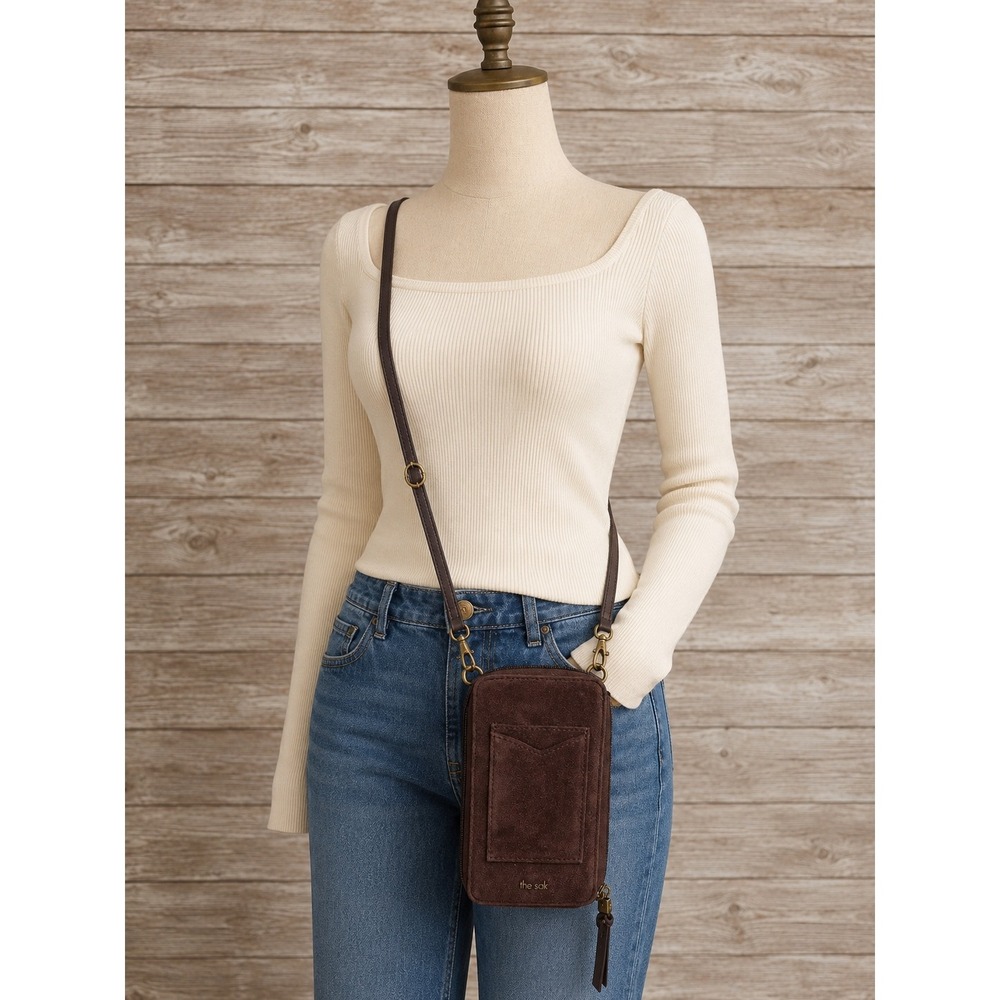 The Sak Chocolate Brown Suede Crossbody‎ Bag